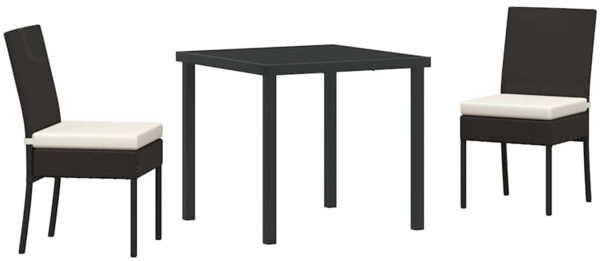 vidaXL Garten Essgruppe 3 pcs Schwarz Poly Rattan 3379205