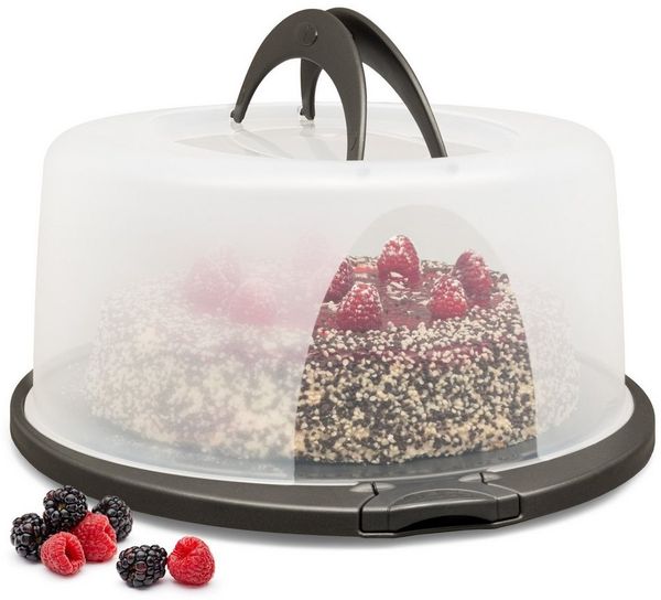 Hausfelder Kuchentransportbox Tortentransportbox rund, Tortenbehälter mit Haube (Tortenglocke), (Set, 1-tlg, 1 Box), mit Klick-Verschlüssen, spülmaschinenfest, BPA-frei