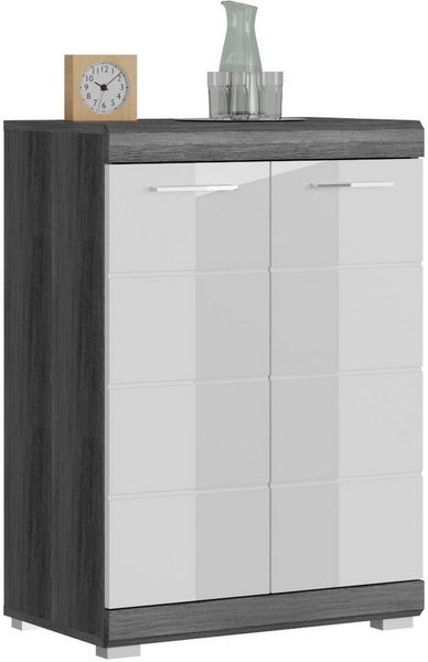 INOSIGN Kommode Siena, Breite 60 cm, 2 Türen, 2 Einlegeböden, 3 Fächer, Front-Rillenfräsung, Schuhkommode, Schuhschrank, Anrichte, Sideboard