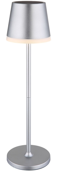 LED Solar Tischleuchte, silber, 2 Höhen möglich, H 41 cm