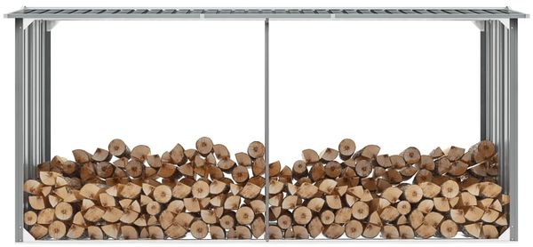 vidaXL Brennholzlager aus verzinktem Stahl 330 x 92 x 153 cm Grau 44860