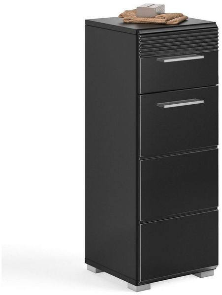 Newroom Kommode Eleano, Kommode Schwarz Hochglanz Modern Badschrank Standschrank Bad