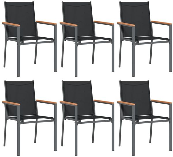 vidaXL Gartenstühle 6 Stk. Schwarz 55x61,5x90 cm Textilene und Stahl 3187086