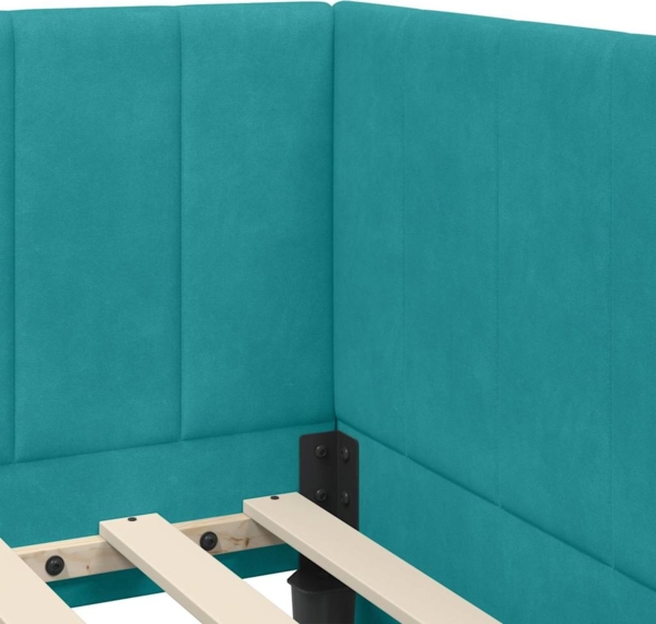 vidaXL Eckbettgestell mit Kopfteil Türkis 90 cm x 190 cm Stoff 42016305 Bild 7