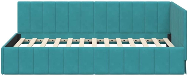 vidaXL Eckbettgestell mit Kopfteil Türkis 90 cm x 190 cm Stoff 42016305 Bild 4