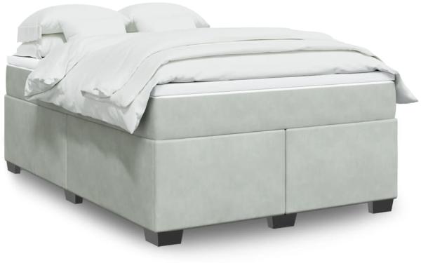 vidaXL Boxspringbett mit Matratze Hellgrau 160x200 cm Samt 3285293