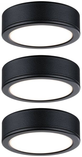 Paulmann No. 99990 Möbel Aufbauleuchte LED Schwarz 3er-Set Warmweiß inkl. Trafo