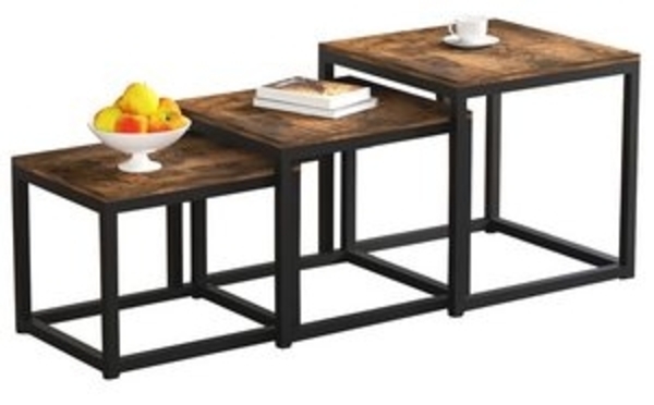 WAOHO Couchtisch Couchtisch 3 Stücke,MDF Beistelltisch,Satztisch mit Metallrahmen Bild 6