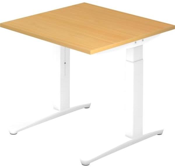 'XB08' Schreibtisch C-Fuß 80x80 cm Buche Weiß