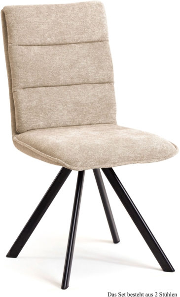 Esszimmerstuhl drehbar (2er-Set) Devan 47x92x60 Schwarz/Natur