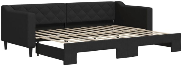 vidaXL Tagesbett Ausziehbar Schwarz 80x200 cm Stoff 3197423
