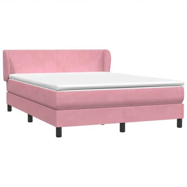 vidaXL Boxspringbett mit Matratze Rosa 140x220 cm Samt 3317402 Bild 1
