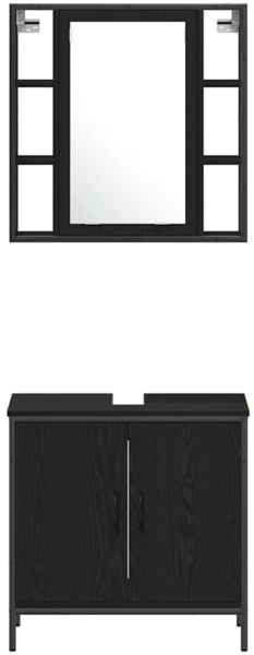 vidaXL Badezimmer Waschbeckenmöbel mit Tür 3 pcs Schwarz Holzwerkstoff 3334385 Bild 7