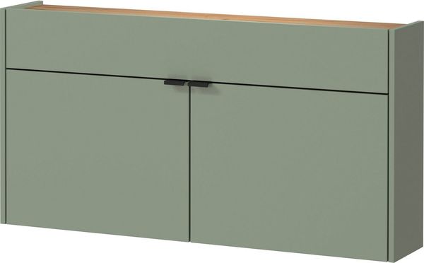 Germania Hängender Mehrzweckschrank 1398-629 GW-Ameca, in Taupegrün/Eiche, geringe Tiefe, optimal für schmale Flure, 110 x 57 x 22 cm (BxHxT)
