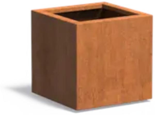 Adezz Pflanzgefäß Carrez Standard Quadrat aus Corten-Stahl Pflanzkübel Größe 50x50x50 cm