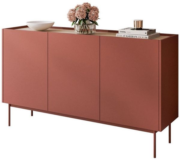 ALLHOUSE24 Kommode Dreitürige Kommode LINEA 144 cm Breite Eiche Linea Sideboard, Breite 144 cm