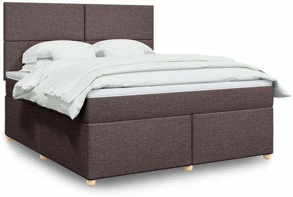 vidaXL Boxspringbett mit Matratze Dunkelbraun 180x200 cm Stoff 3291355