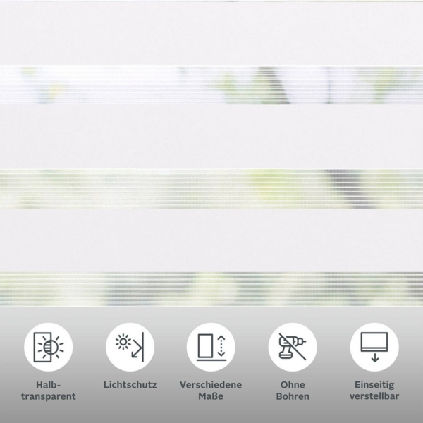Doppelrollo Greta, my home, Lichtschutz, ohne Bohren, freihängend, Klemmträger mit Feststellschraube, mit Kassette, Befestigung mit Klemmträgern Bild 2
