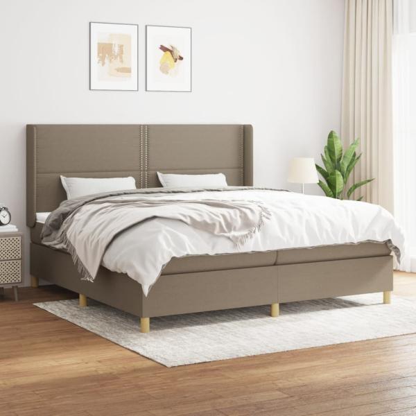 vidaXL Boxspringbett mit Matratze Stoff Taupe 200 x 200 cm, Härtegrad: H2 [3131941]