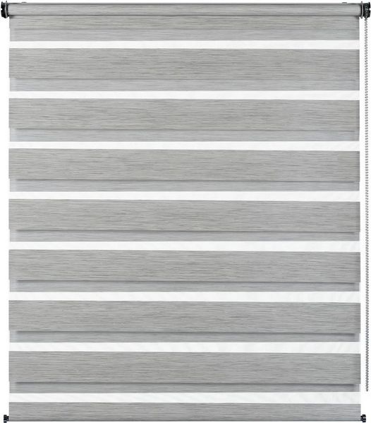 GARDINIA Doppelrollo de luxe, Duo-Rollo, Seitenzugrollo, Transparente und blickdichte Streifen, Verstellbar, Grau-melange, 160x180 cm