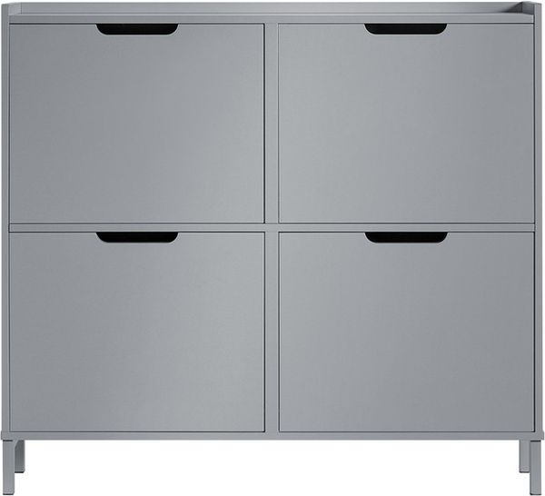 SoBuy FSR100-HG Schuhschrank, MDF, Lackiert, Hellgrau, 100 x 91 x 19 cm