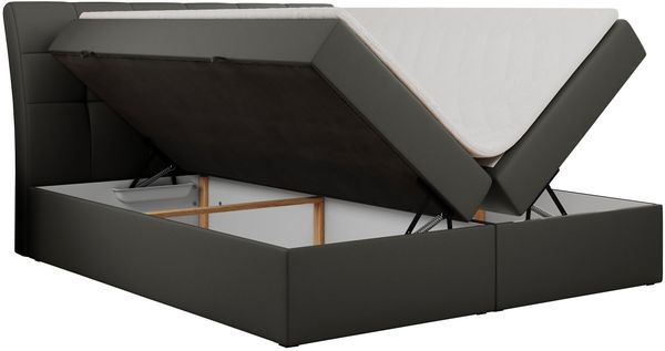 Boxspringbett Polsterbett mit Multipocket-Matratze und Topper - DIEGOS - 120x200cm - Dunkelgrau Kunstleder - H4 Bild 4