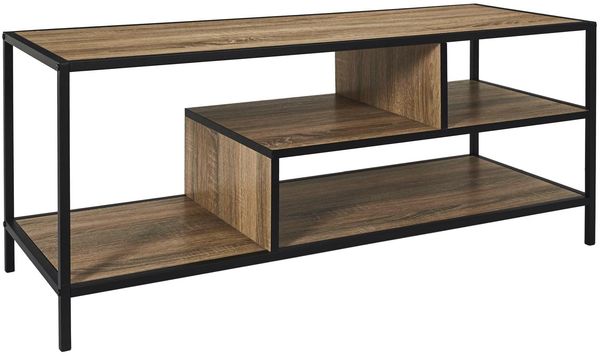 HOME DECO FACTORY, HD0485, Edison-TV-Bank mit modernem und raffiniertem Design, optimierter Aufbewahrung, solide und vielseitig, einfach zu montieren – Maße: 110 x 45 x 40 cm, Farbe: Braun-Schwarz