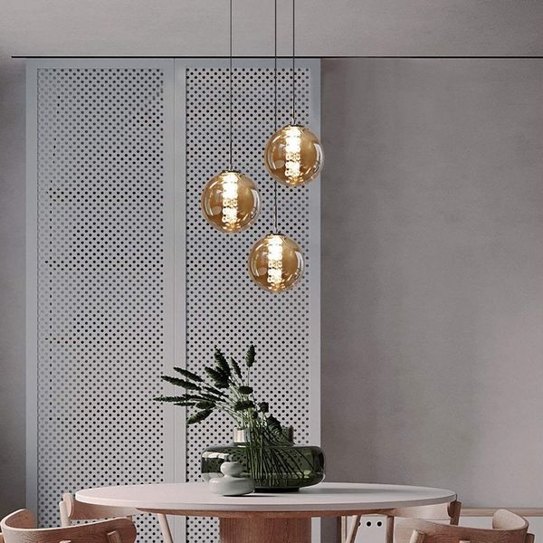 Nettlife Pendelleuchte G9 Hängelampe modern Bernstein/Grau Glas 1/3/4/6/10/15 Flammig, Höheverstellbar, LED wechselbar, Warmweiß, für Küchen Wohnzimmer Schlafzimmer Flur
