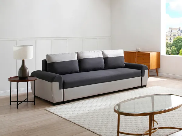 Vente-unique - GABY Sofa Stoff Grau - B 90 cm x H 88 cm x L 260 cm