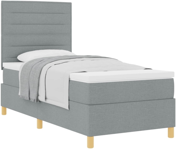 vidaXL Boxspringbett mit Matratze Hellgrau 90x200 cm Stoff 3339511