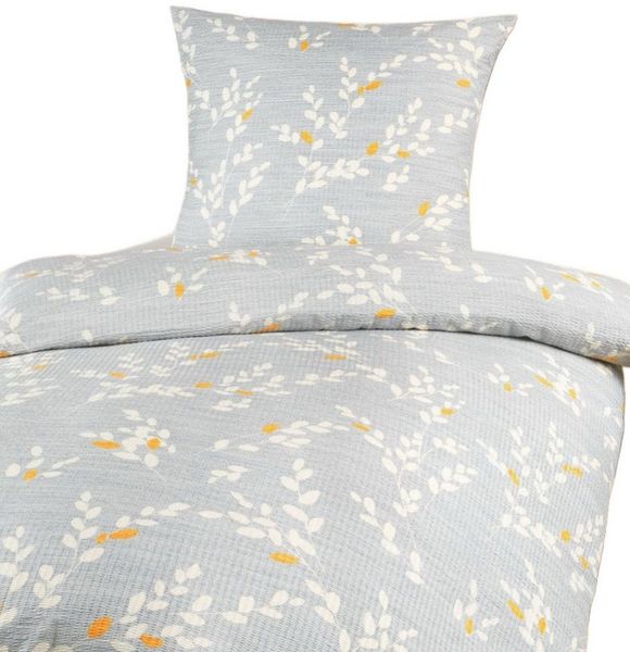 Optidream Bettwäsche Set Mikrofaser 135x200 Polyester Zweige grau gold, Mikrofaser, 2 teilig, Geschenk Idee Frauen Männer neue Wohnung Hochzeit Frühjahr sale