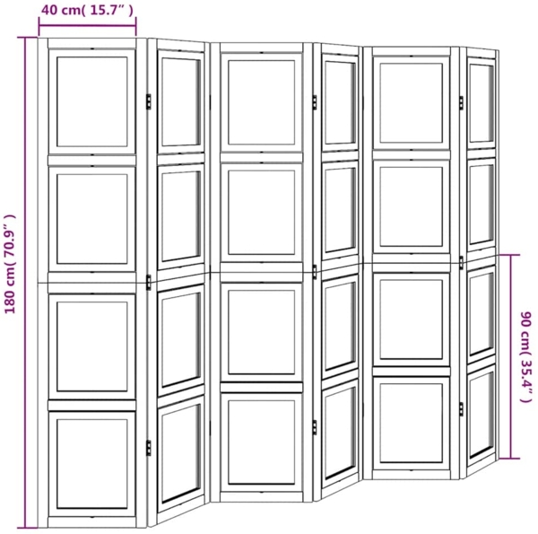 vidaXL 6-tlg. Raumteiler Weiß Massivholz Paulownia 358698 Bild 8