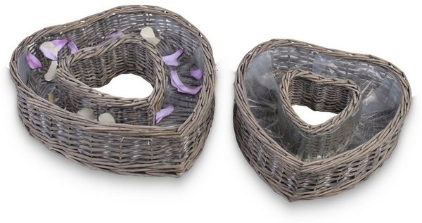 matches21 HOME & HOBBY Blumentopf Herz Pflanz-Schalen für außen runde Pflanzherzen grau 45, 55 cm (1 St), Blumen-Körbe als Pflanz-Körbe, Blumen-Schalen und Grabschmuck