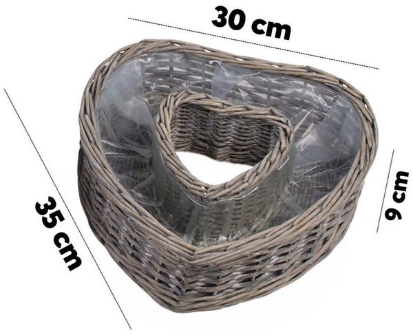 matches21 HOME & HOBBY Blumentopf Herz Pflanz-Schalen für außen runde Pflanzherzen grau 35, 40 cm (1 St), Blumen-Körbe als Pflanz-Körbe, Blumen-Schalen und Grabschmuck