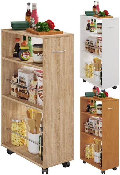 VCM Küchenmöbel Servierwagen Tusal 916895 Buche H. 85 x B. 25 x T. 50 cm