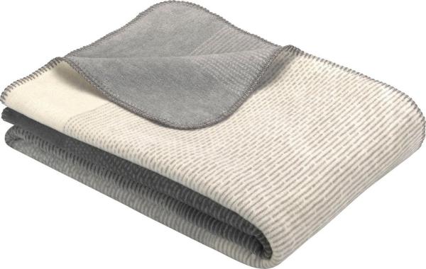 Ibena 'Toronto' Wolldecke, Baumwoll-Kunstfaser-Mix, Grau, 150x200 cm