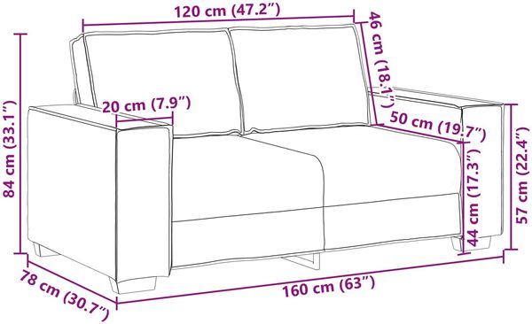 vidaXL Zweisitzer-Sofa Schwarz 160 cm Kunstleder 4105050 Bild 9