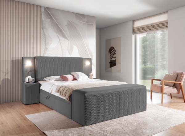 Boxspringbett Bett MARTEN 120x220cm Set. 2 in Stoff Magic Velvet Dunkelgrau