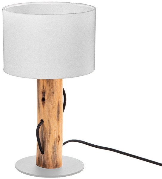 Tischleuchte, Holz braun, Schirm weiß, E14, H 32 cm