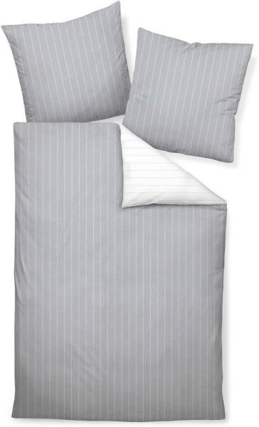 Janine Mako Soft Seersucker Bettwäsche 2 teilig Bettbezug 155x200 cm Kopfkissenbezug 80x80 cm Tango 20020-08 silber Bild 1