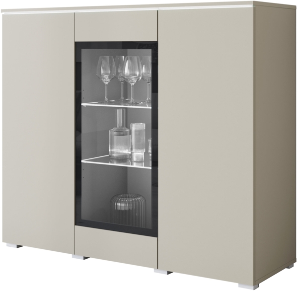 Kommode Doppo 120 (Farbe: Cashmerebeige, mit weißer LED Beleuchtung)