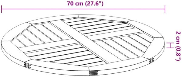 vidaXL Tischplatte Ø70x2 cm Rund Massivholz Akazie 4004249 Bild 8
