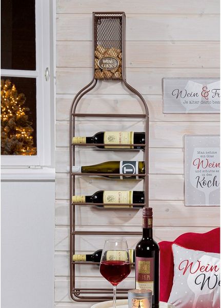 GILDE Weinregal CORK - Weinregal aus Metall - braun - H. 118cm - für 7 Weinflaschen, 1xWeinregal, Regal - Wein - Geschenk - Hingucker - Wanddekoration - Korken