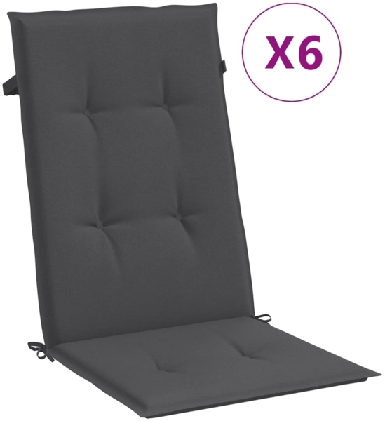 vidaXL Hochlehner-Auflagen 6 Stk. Melange Anthrazit 120x50x4 cm Stoff 4002411