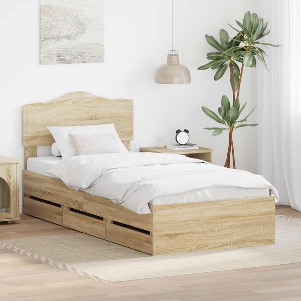 vidaXL Bettrahmen Sonoma-Eiche 100 x 200 cm Ingenieurs Holz 3413035