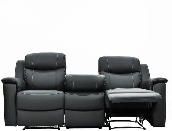 Vente-unique - EVASION Couchgarnitur Leder Grau - B 96 cm x H 100 cm x L 205 cm156 cm Bild 4