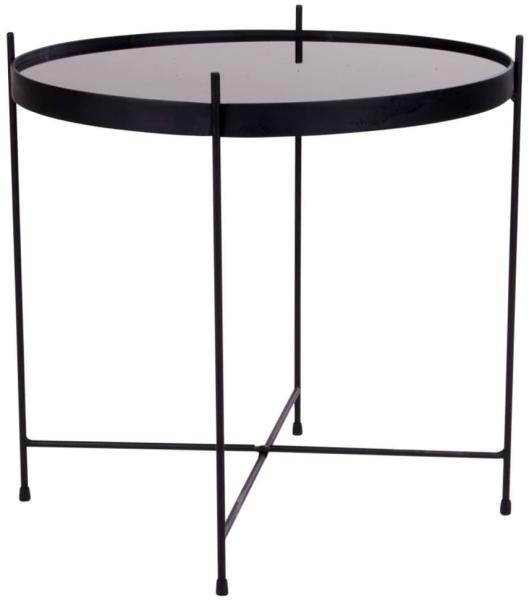 Eleganter Couchtisch VENEDIG schwarz - Stahl mit Glas ca. ø48xH48cm