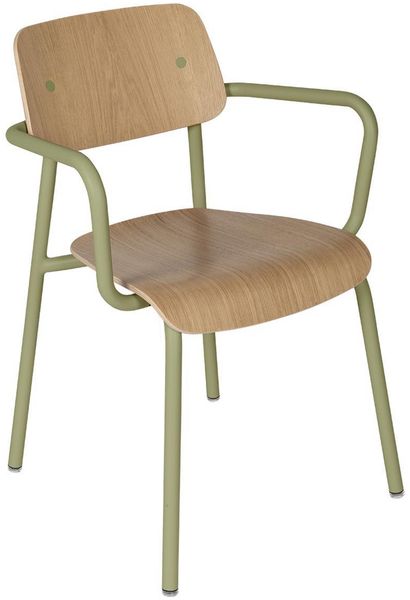 Studie Sessel Holz mit Armlehne Lindgrün