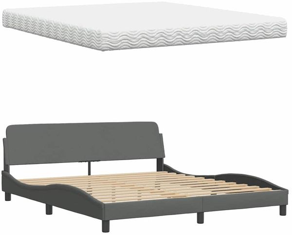 vidaXL Bett mit Matratze "Hanko" Dunkelgrau 180x200 cm Stoff 3310546 Bild 8