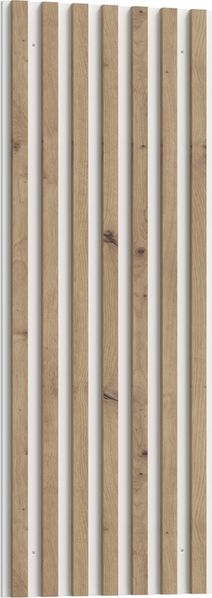 Wandpaneel >Skelpe< in Weiß / Artisan Eiche Dekor - 44,9x120x3cm (BxHxT)